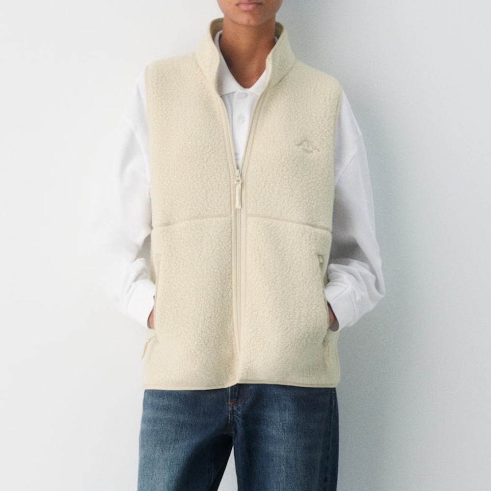 Women's Cream Fleece Vest